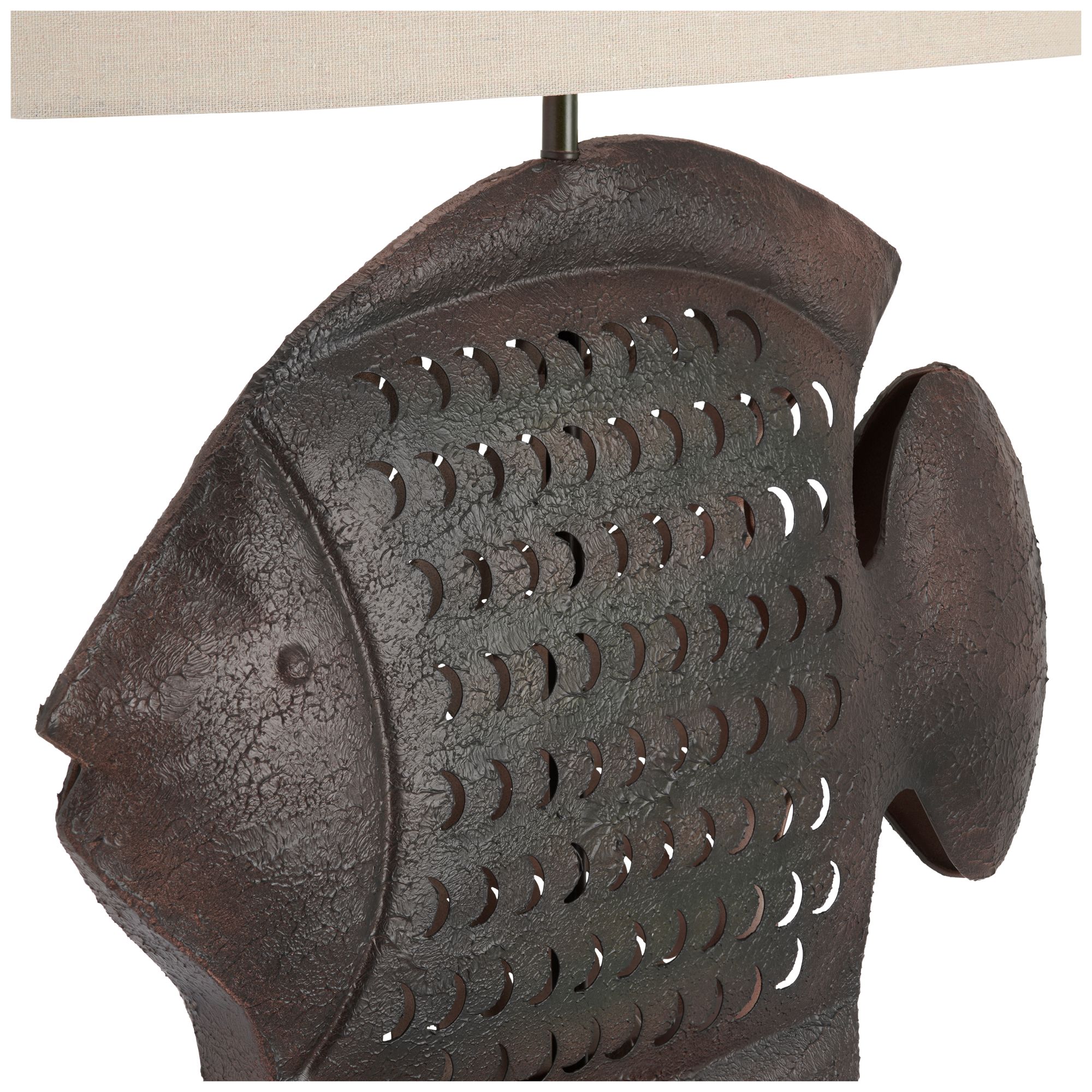 Image 5 30"H Metal Fish Table Lamp with Oat Linen Shade more views