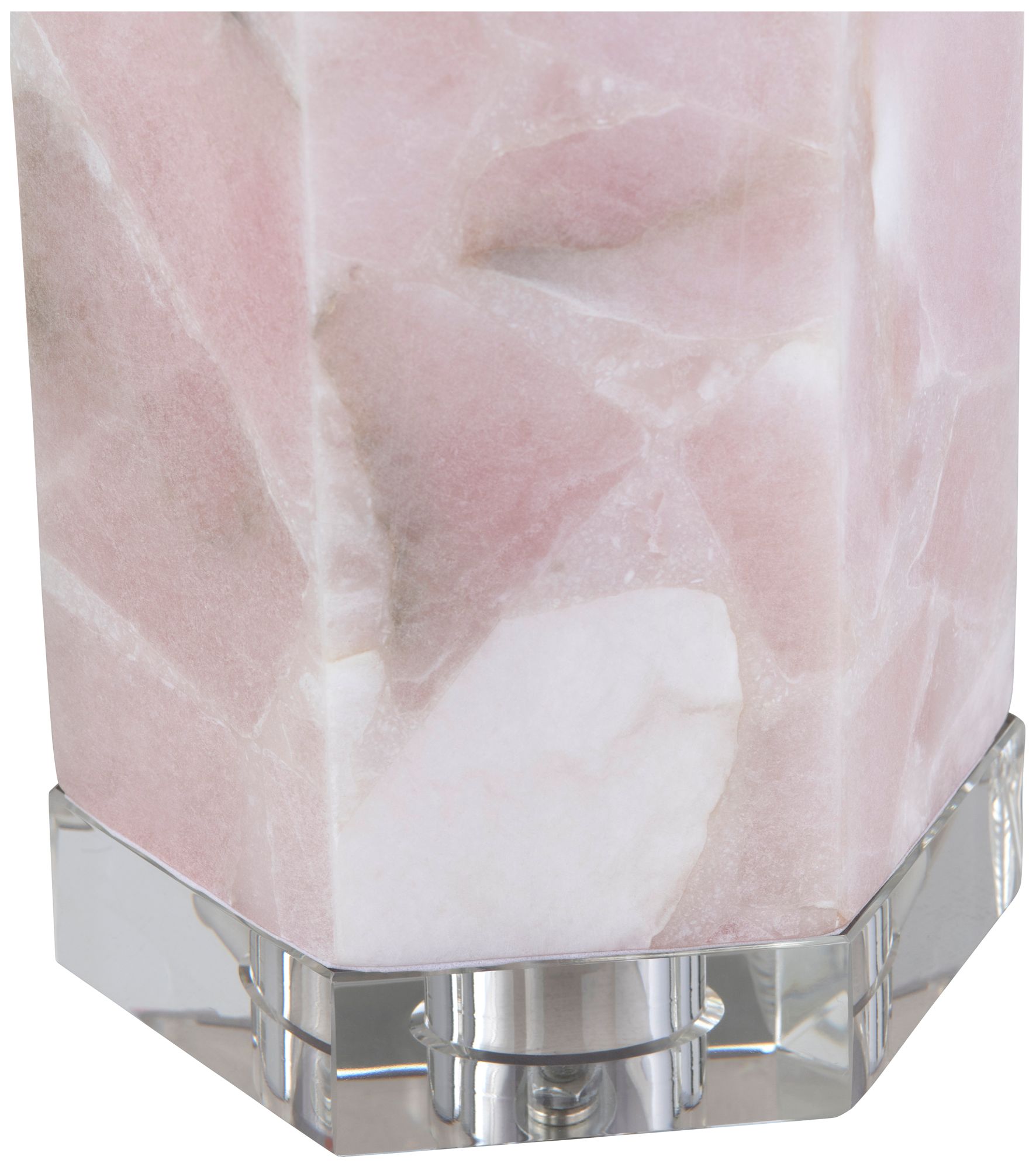 30"H Pink Crystal Base Heidi Table Lamp & Nightlight with White Linen Shade