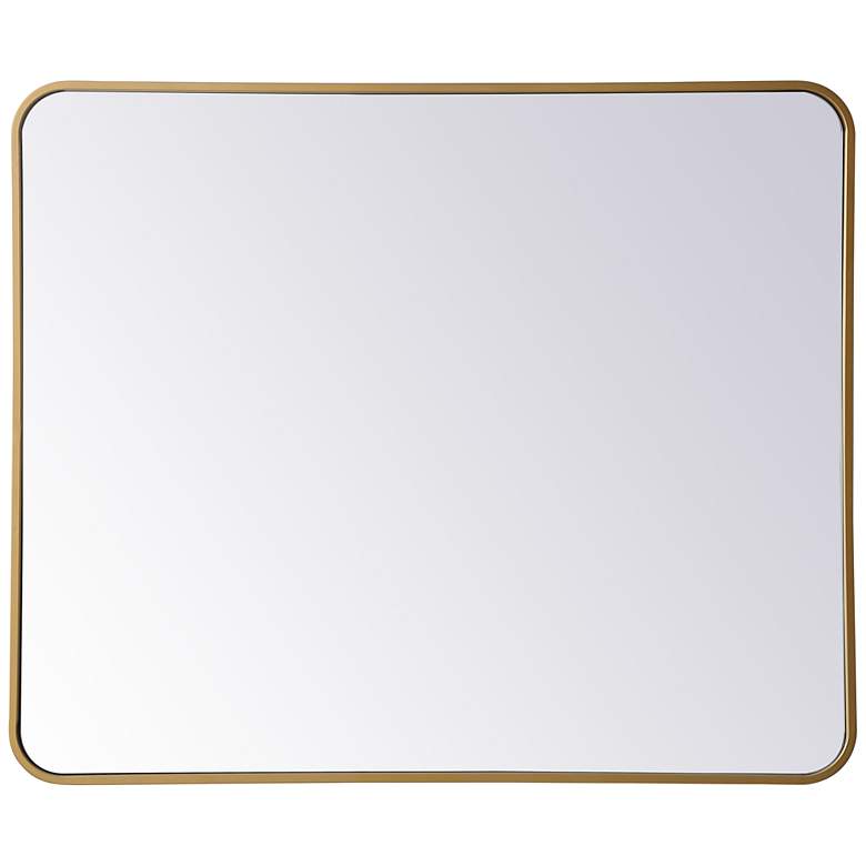 Image 2 30-in W x 36-in H Soft Corner Metal Rectangular Wall Mirror in Brass