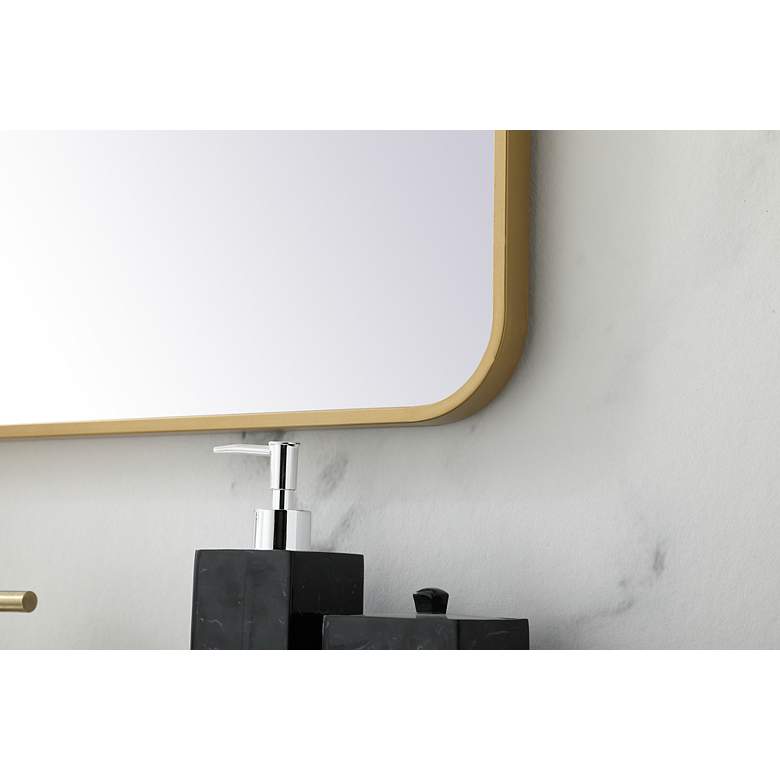 Image 4 30-in W x 36-in H Soft Corner Metal Rectangular Wall Mirror in Brass more views