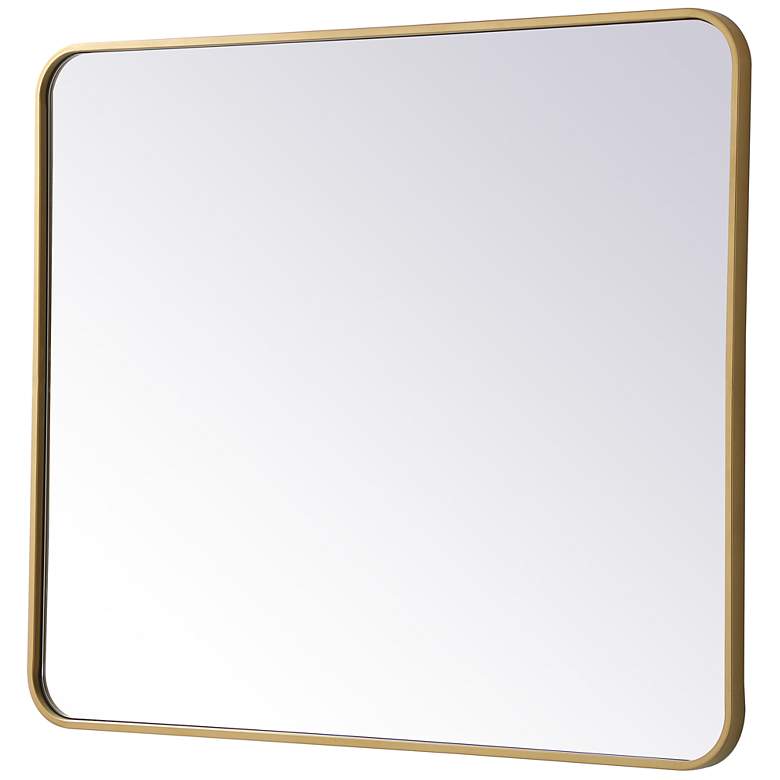 Image 5 30-in W x 36-in H Soft Corner Metal Rectangular Wall Mirror in Brass more views