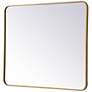 30-in W x 36-in H Soft Corner Metal Rectangular Wall Mirror in Brass