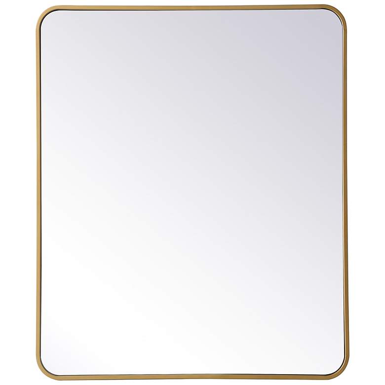 Image 6 30-in W x 36-in H Soft Corner Metal Rectangular Wall Mirror in Brass more views