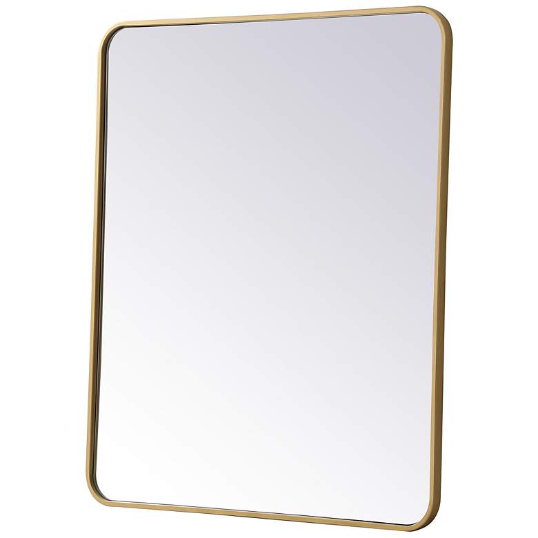 Image 7 30-in W x 36-in H Soft Corner Metal Rectangular Wall Mirror in Brass more views