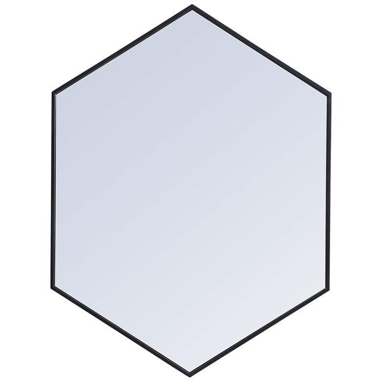 Image 1 30-in W x 40-in H Metal Frame Hexagon Wall Mirror in Black
