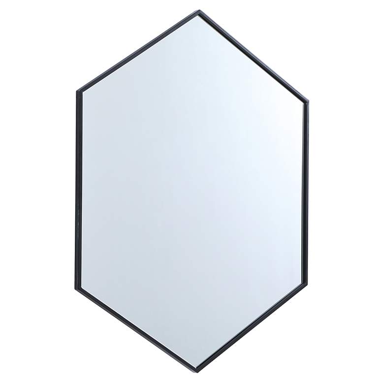 Image 3 30-in W x 40-in H Metal Frame Hexagon Wall Mirror in Black more views