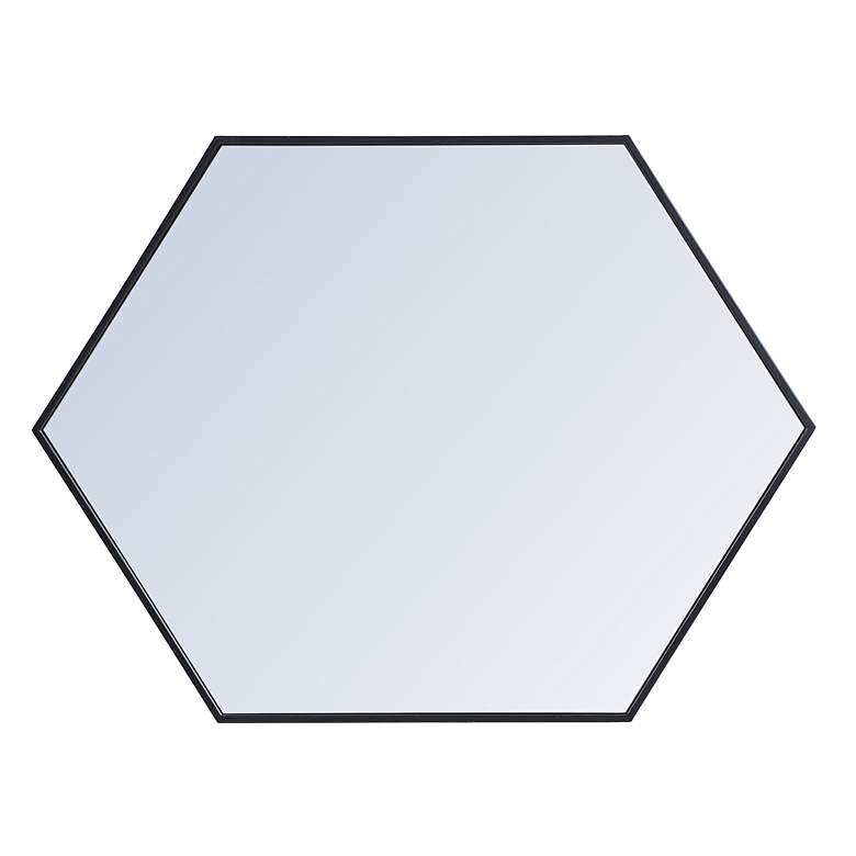 Image 4 30-in W x 40-in H Metal Frame Hexagon Wall Mirror in Black more views