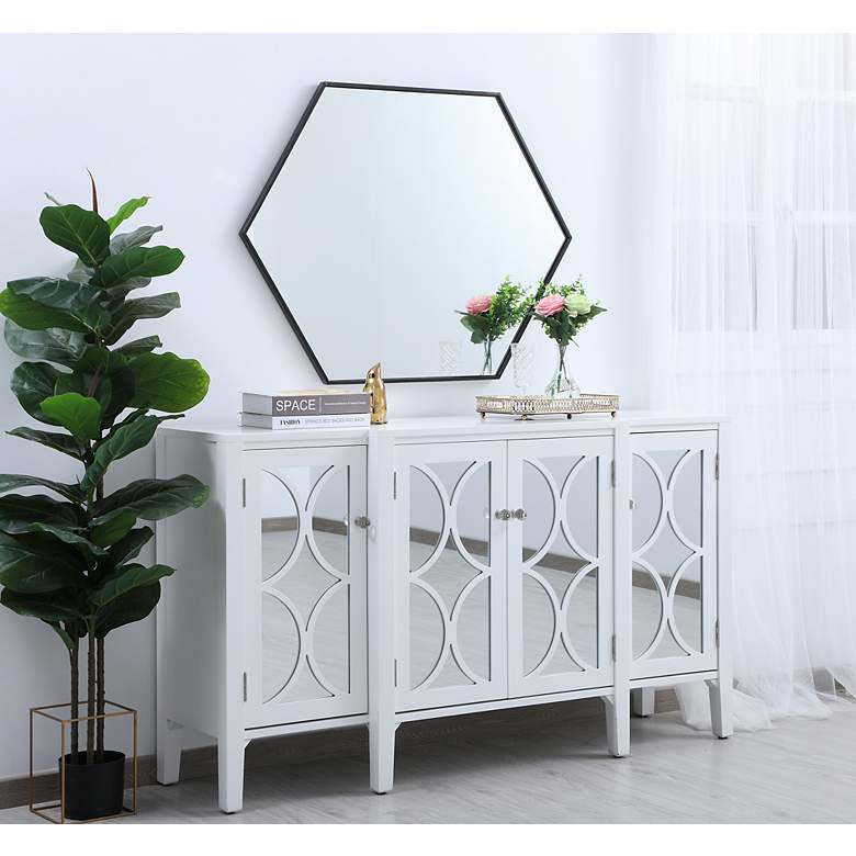 Image 7 30-in W x 40-in H Metal Frame Hexagon Wall Mirror in Black more views