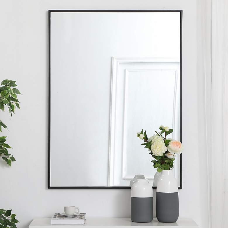 Image 1 30-in W x 40-in H Metal Frame Rectangle Wall Mirror in Black