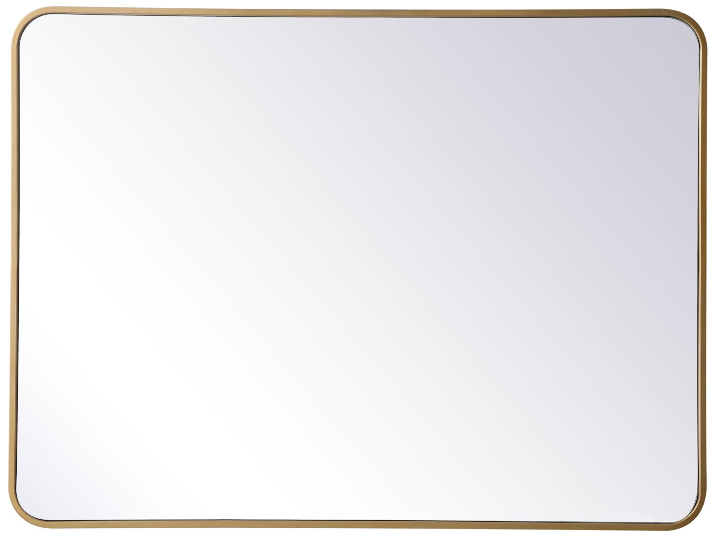 Image 2 30-in W x 40-in H Soft Corner Metal Rectangular Wall Mirror in Brass