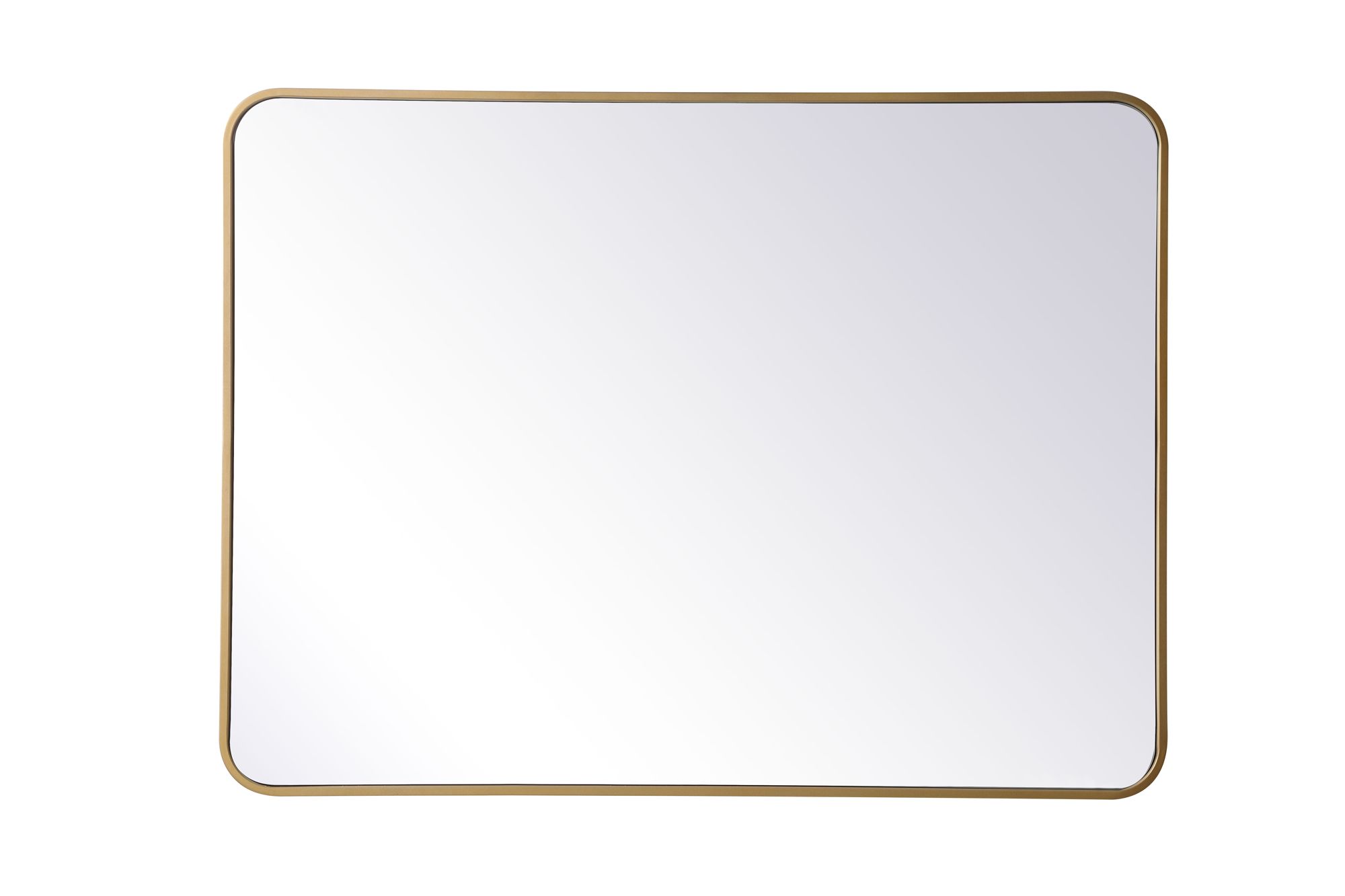 Image 4 30-in W x 40-in H Soft Corner Metal Rectangular Wall Mirror in Brass more views