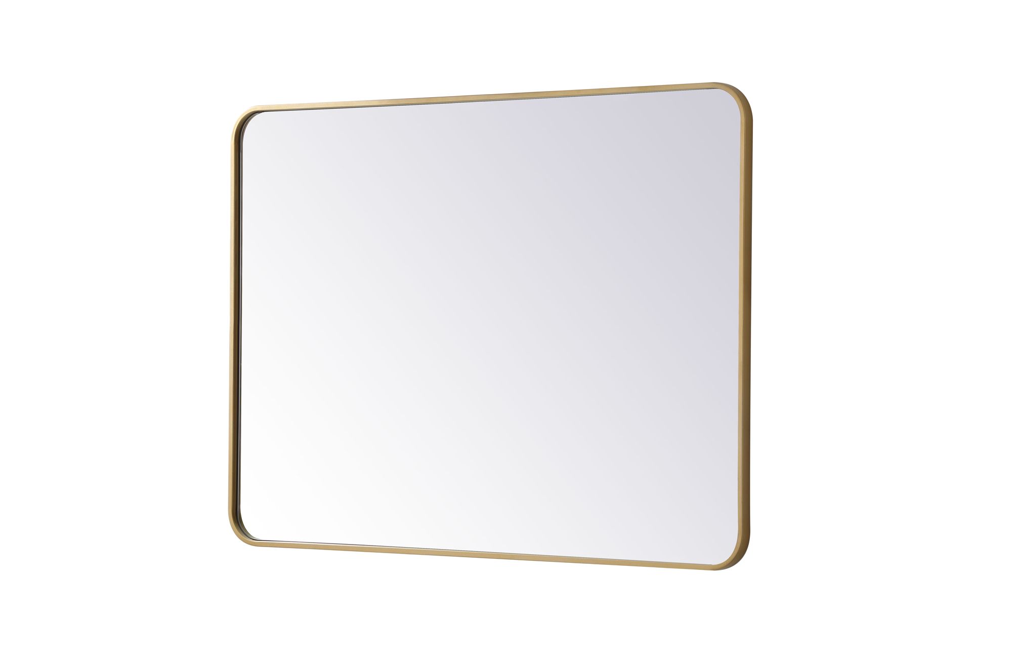 Image 6 30-in W x 40-in H Soft Corner Metal Rectangular Wall Mirror in Brass more views