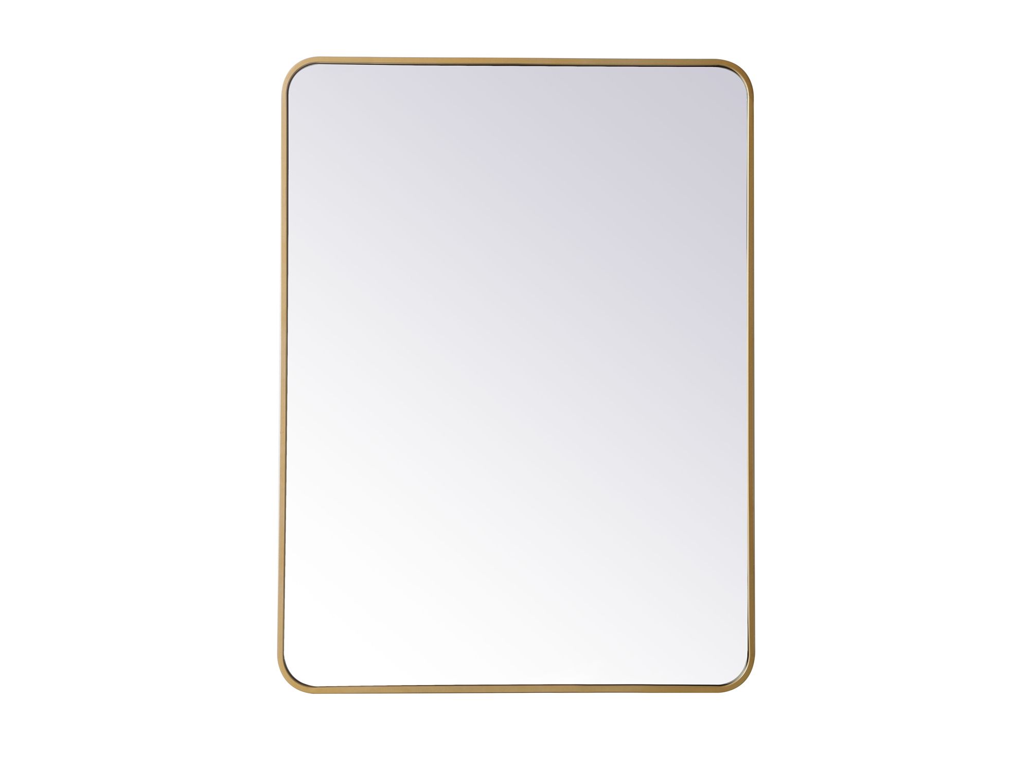 Image 7 30-in W x 40-in H Soft Corner Metal Rectangular Wall Mirror in Brass more views