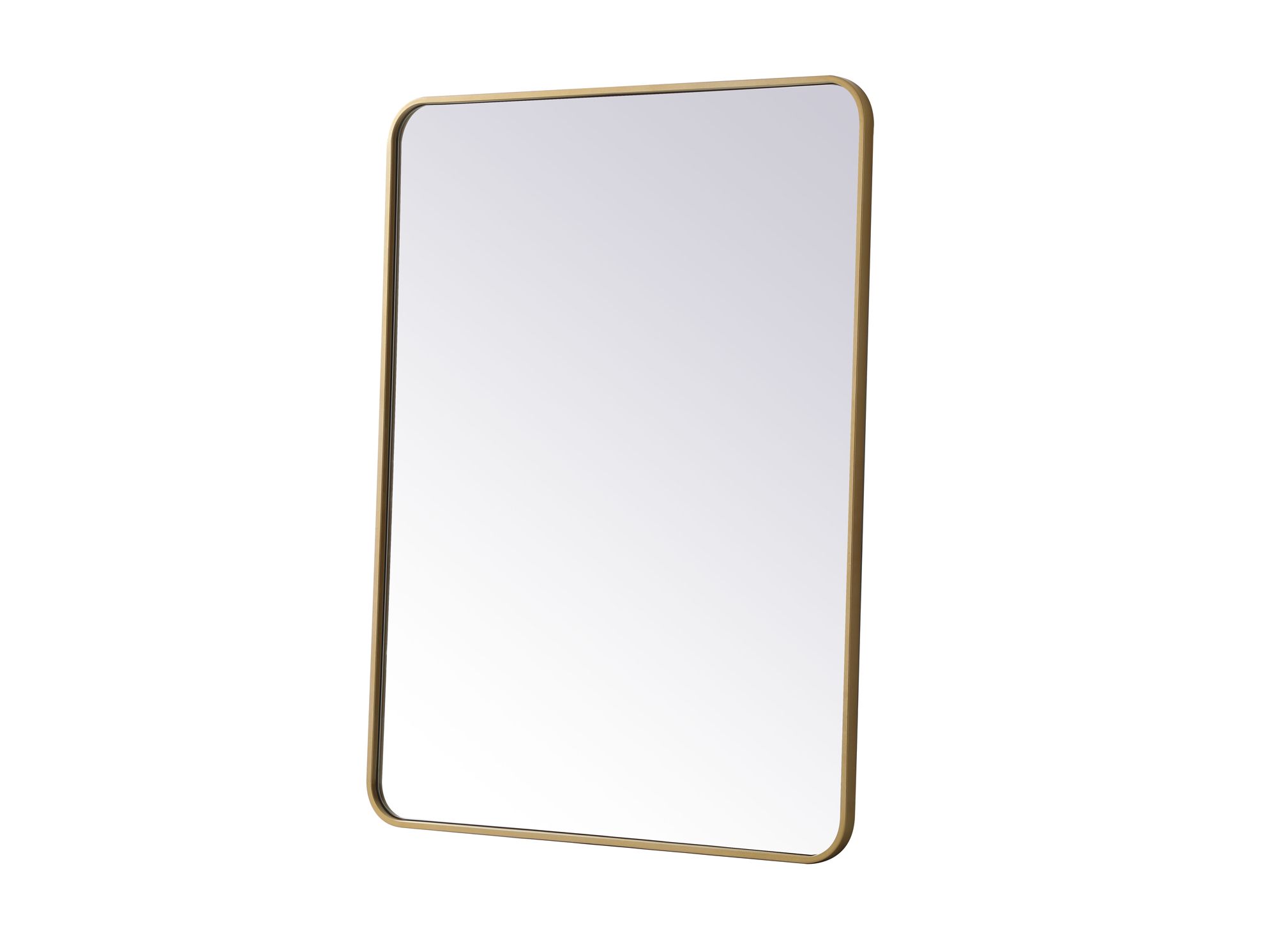 30-in W x 40-in H Soft Corner Metal Rectangular Wall Mirror in Brass