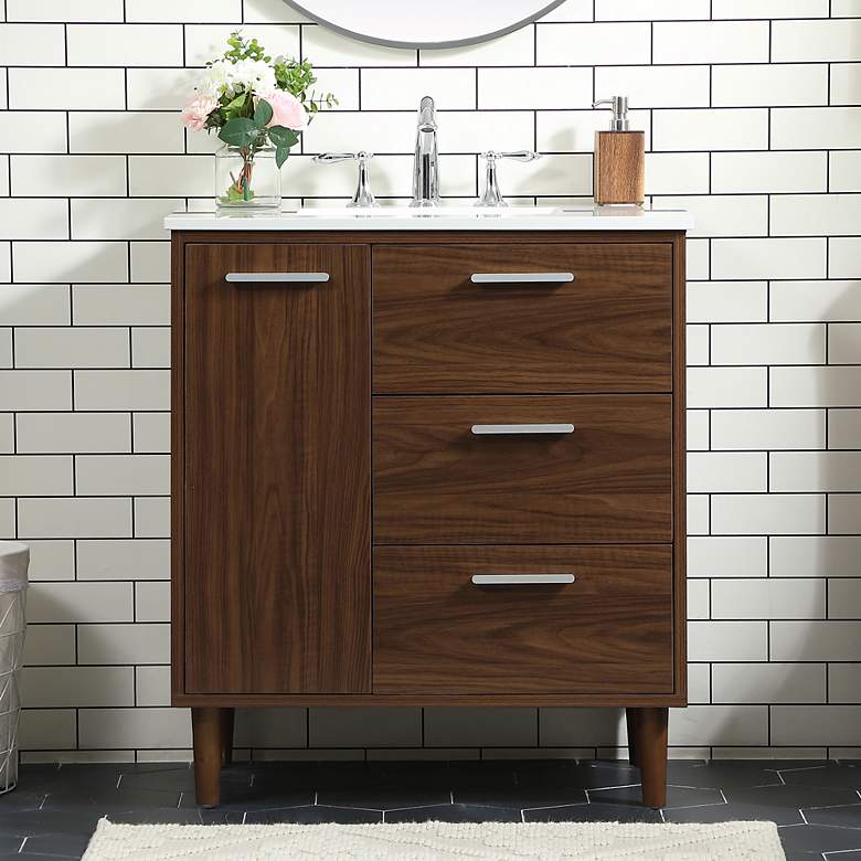 Image 1 30 Inch Bathroom Vanity In Walnut