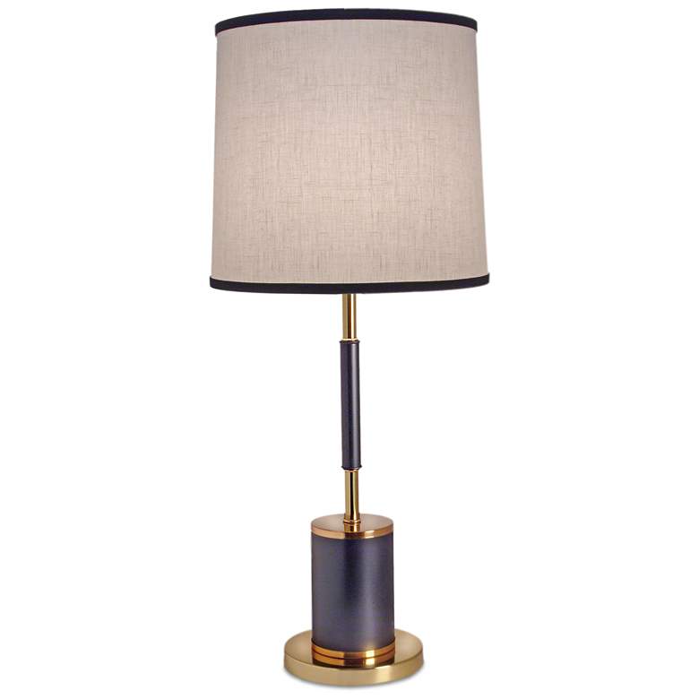 Image 1 30" H Matte Black & Polished Gold Retro Table Lamp
