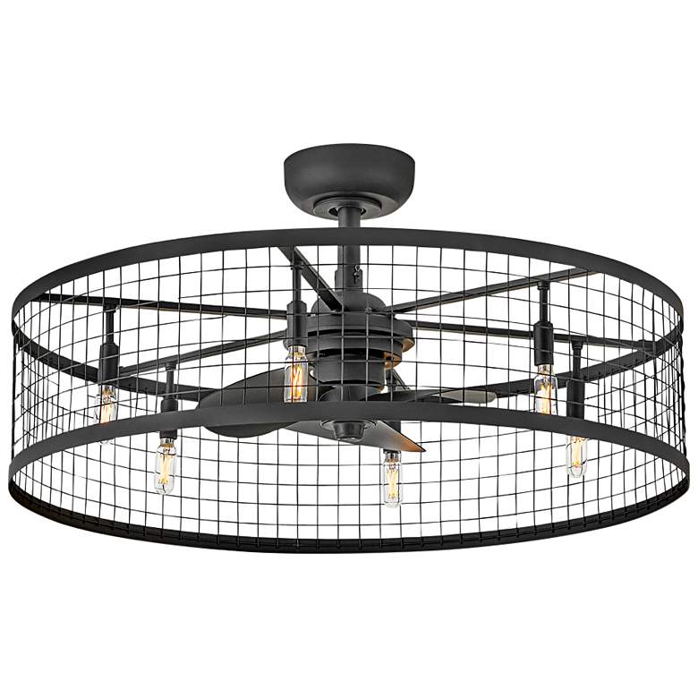 Image 3 30 inch Hinkley Finnigan Matte Black LED Fandelier Ceiling Fan with Remote
