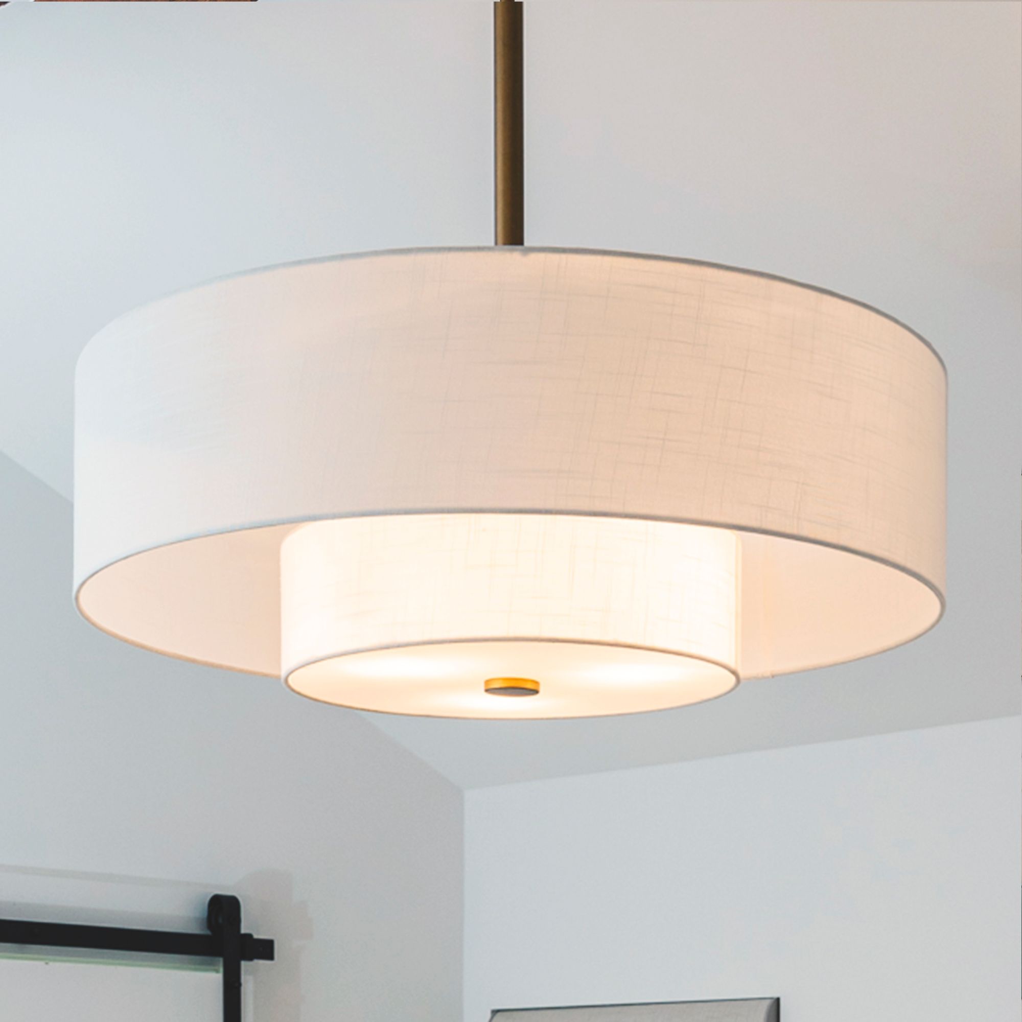 Image 3 30" Hunter Brookside Fresh White and Luxe Gold LED Fandelier more views