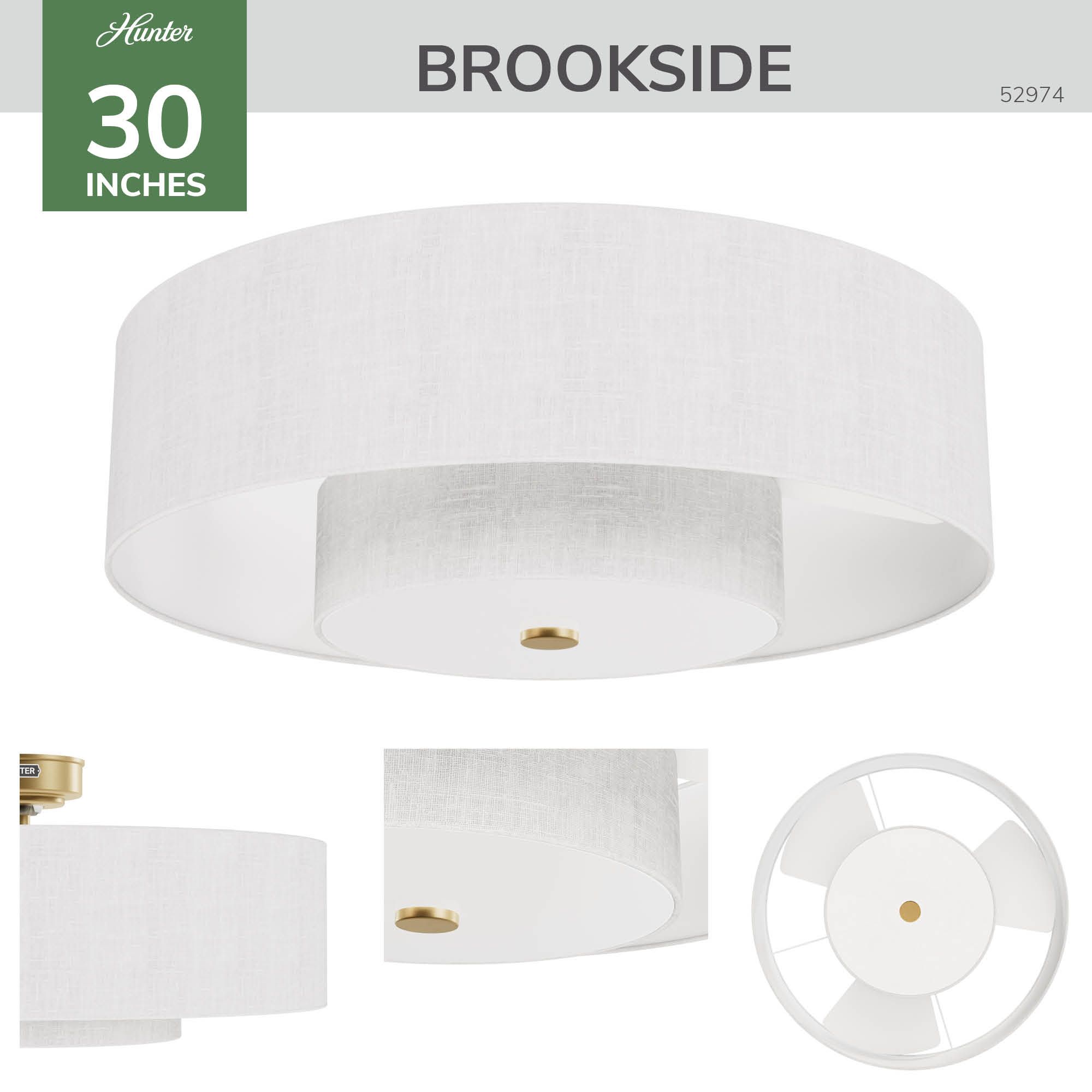 Image 4 30" Hunter Brookside Fresh White and Luxe Gold LED Fandelier more views