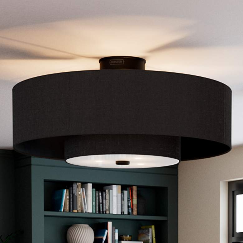 Image 1 30" Hunter Brookside Matte Black LED Fandelier