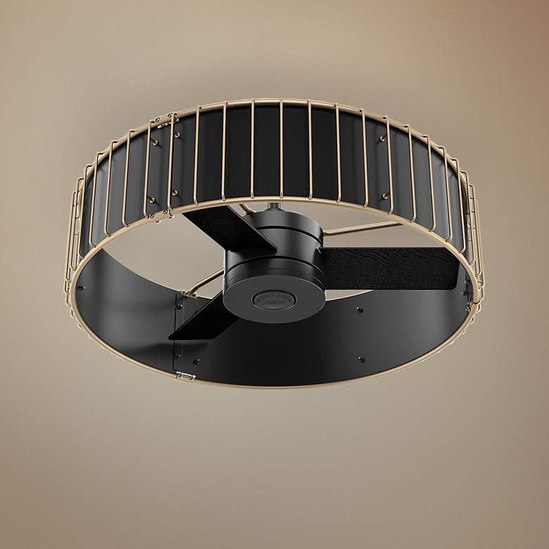 Image 1 30" Hunter Vault Matte Black Brass Round Caged Ceiling Fan
