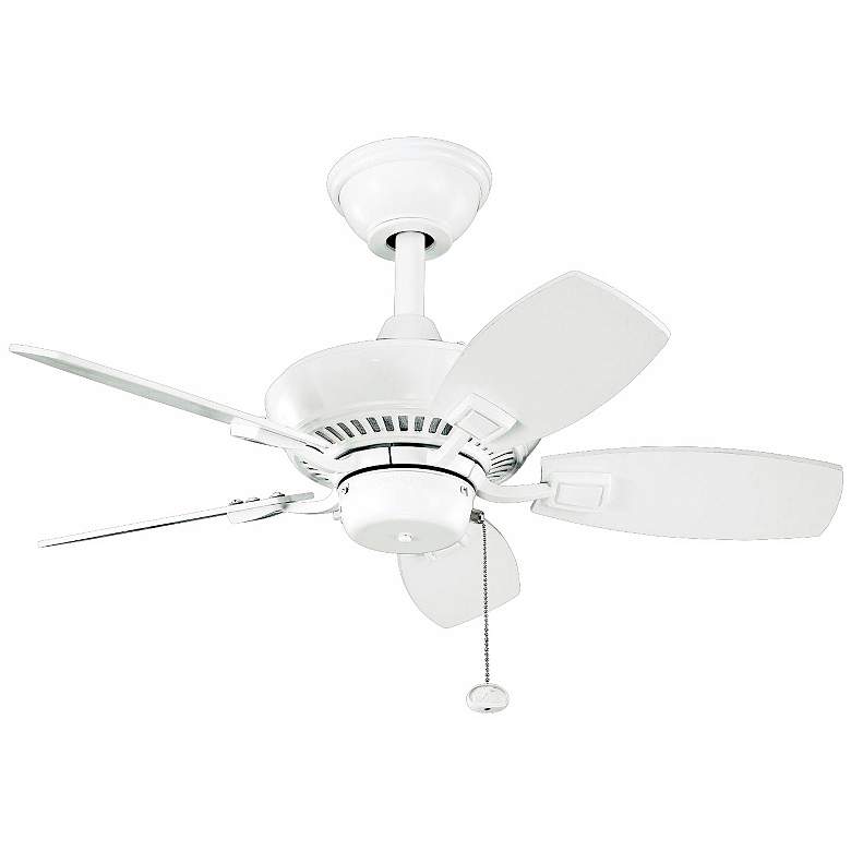 Image 2 30 inch Kichler Canfield White Indoor Outdoor Ceiling Fan with Pull Chain