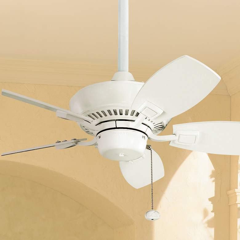 Image 1 30 inch Kichler Canfield White Indoor Outdoor Ceiling Fan with Pull Chain