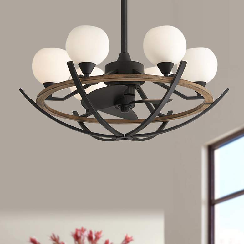 Image 1 30" Minka Aire Marilyn Coal LED Fandelier Fan with Remote Control