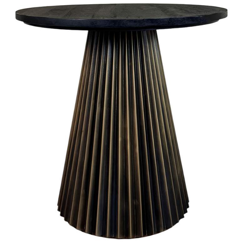 Image 1 30 inch Round Groove Dining Table, Black/Brass