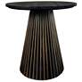 1_30 inch Round Groove Dining Table, Black/Brass
