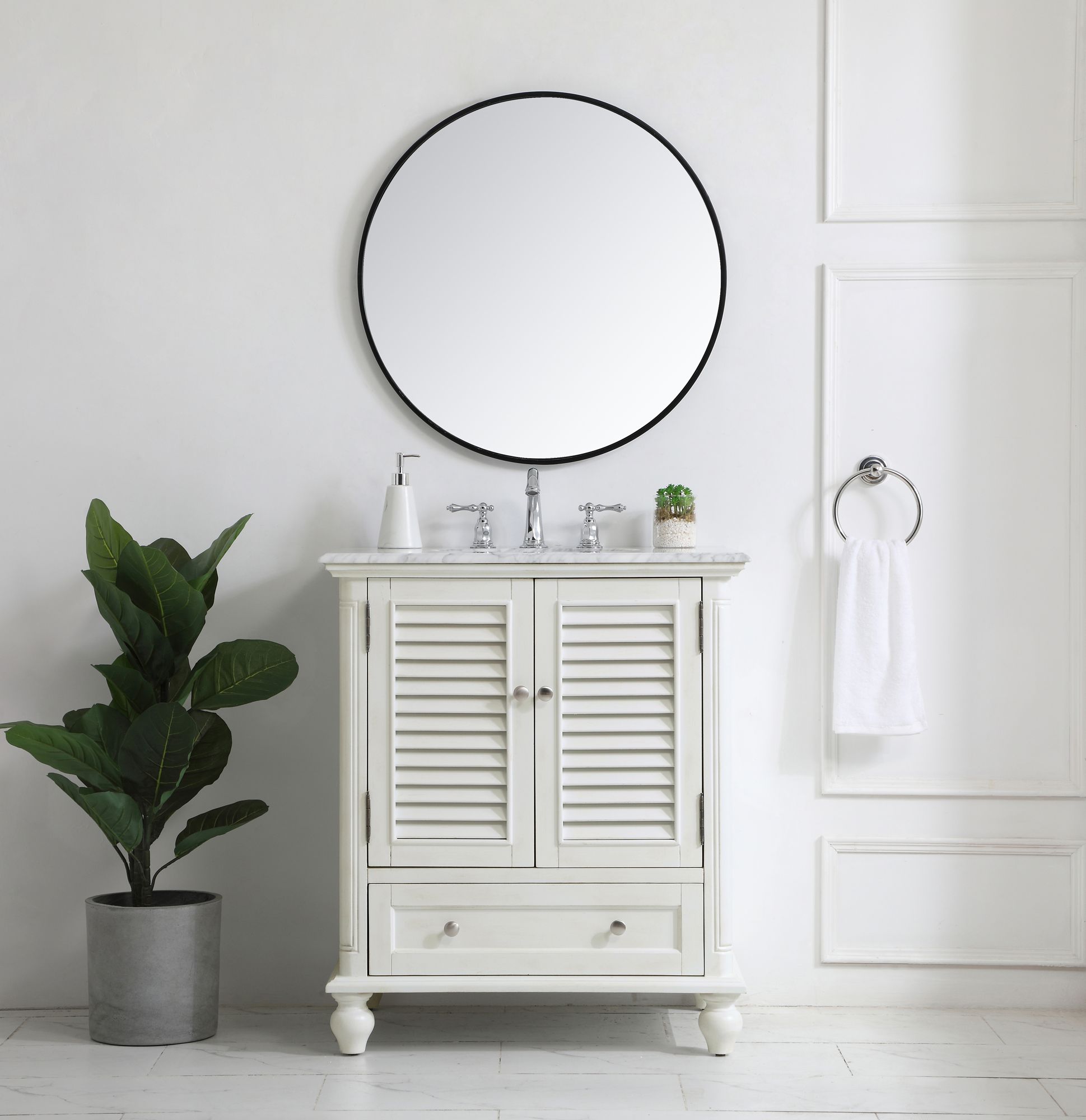 30 Inch Single Bathroom Vanity In Antique White