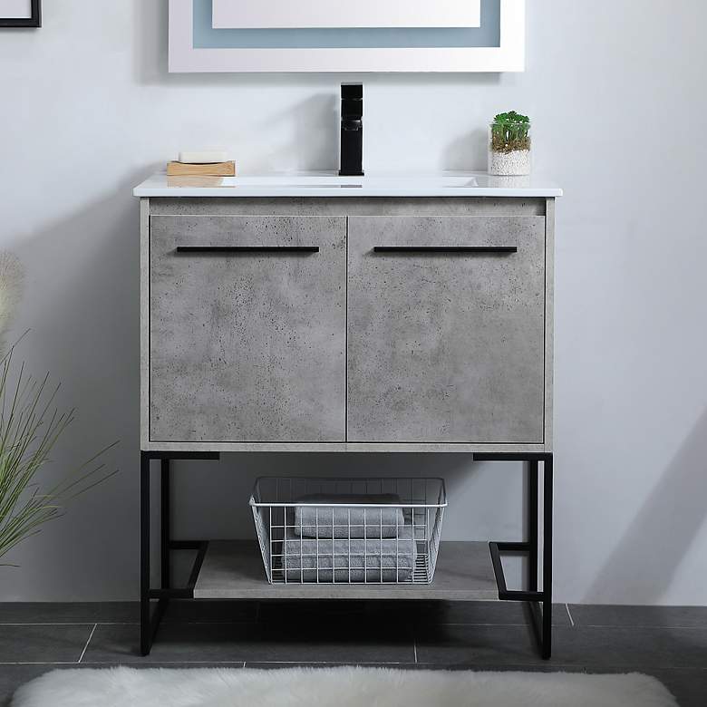 Image 1 30 Inch Single Bathroom Vanity In Concrete Grey
