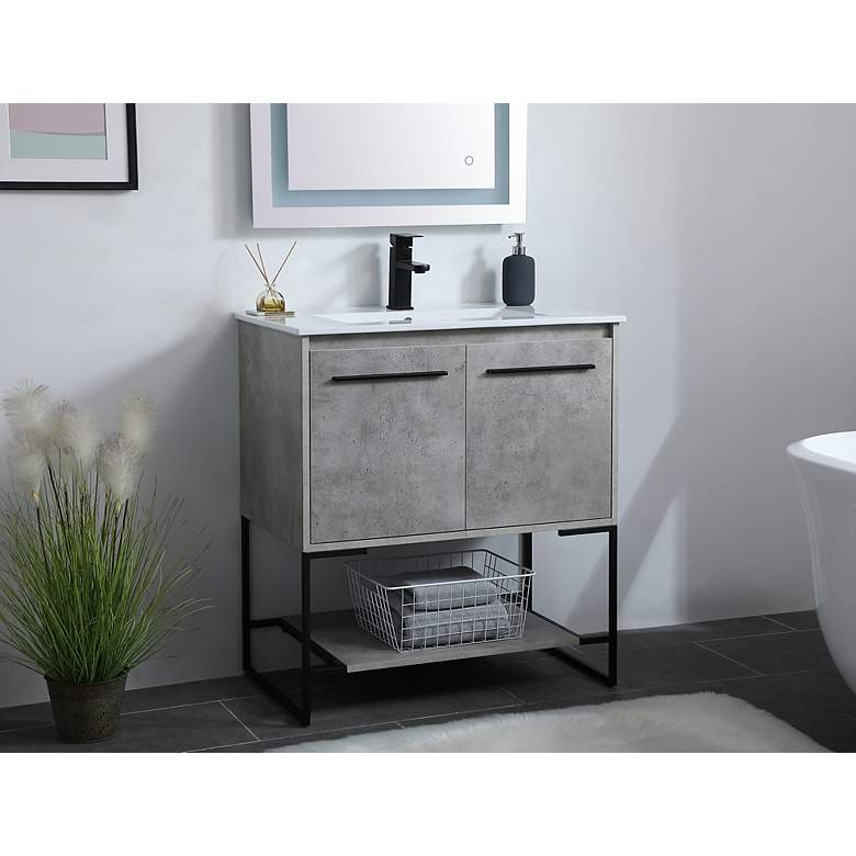 Image 3 30 Inch Single Bathroom Vanity In Concrete Grey more views