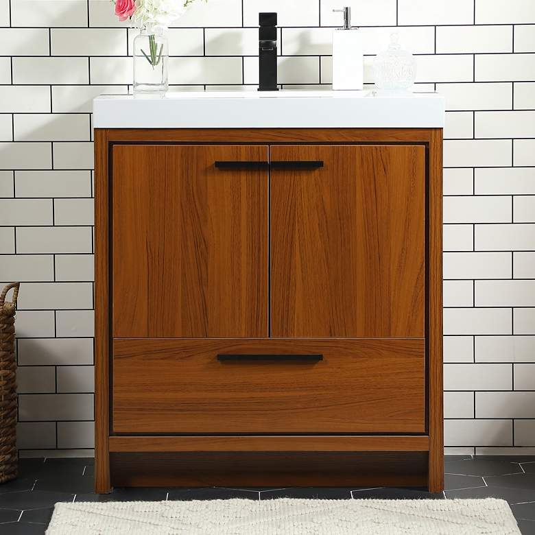 Image 1 30 Inch Single Bathroom Vanity In Teak