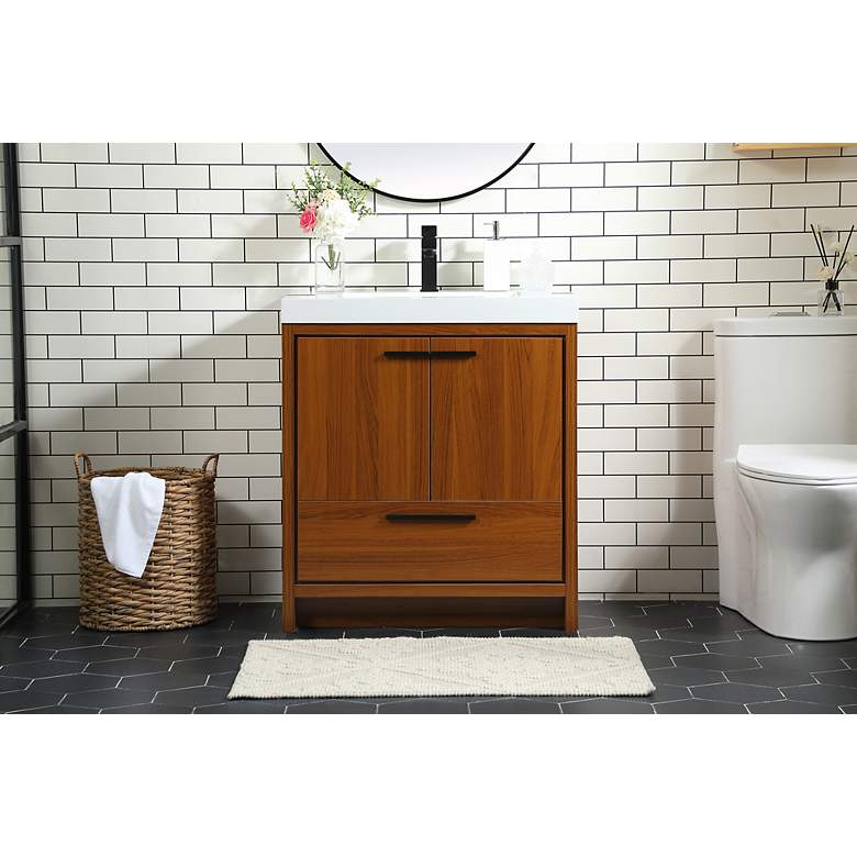 Image 3 30 Inch Single Bathroom Vanity In Teak more views