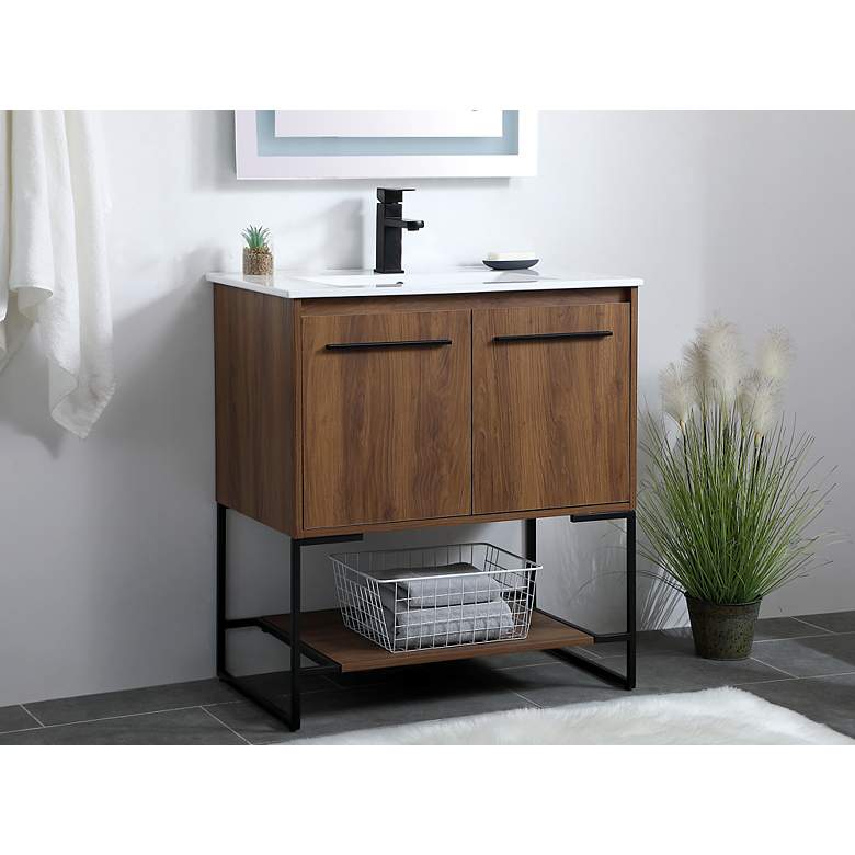 Image 3 30 Inch Single Bathroom Vanity In Walnut Brown more views