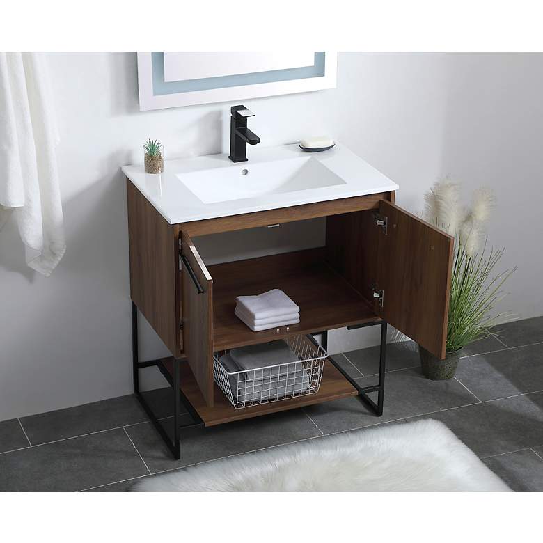 Image 4 30 Inch Single Bathroom Vanity In Walnut Brown more views