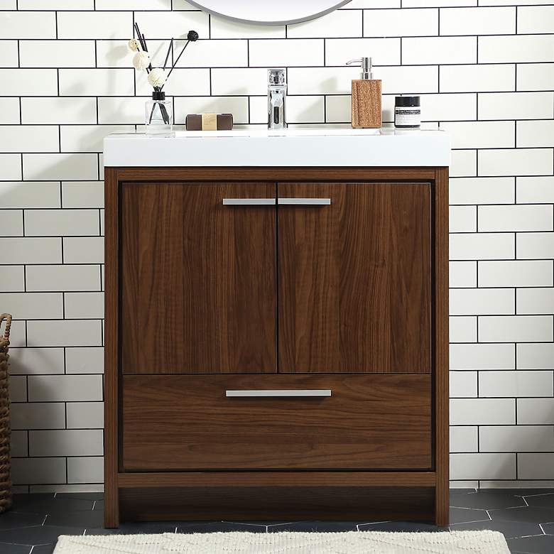 Image 1 30 Inch Single Bathroom Vanity In Walnut