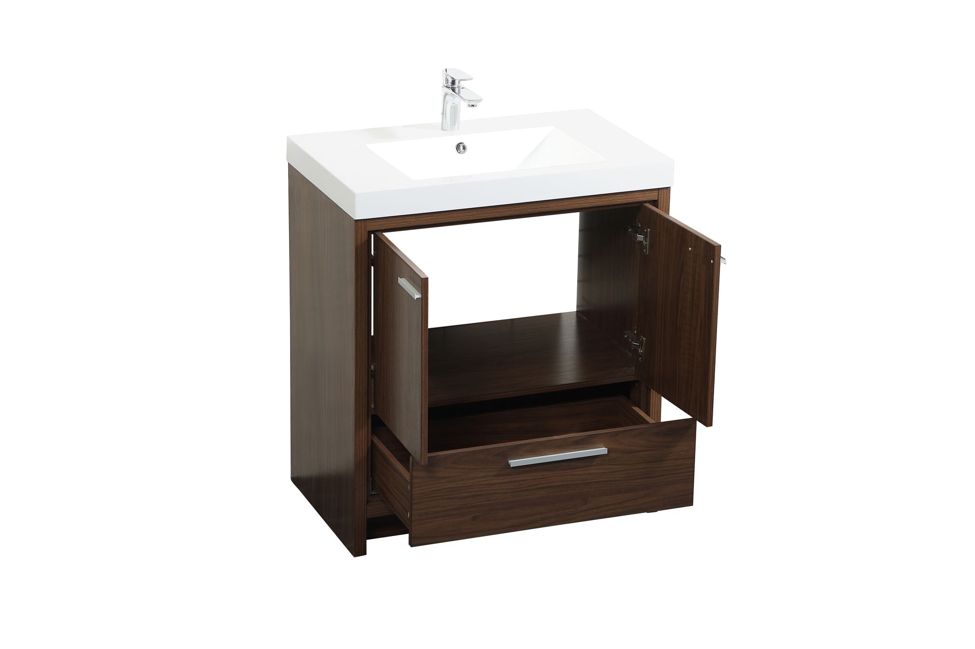 Image 5 30 Inch Single Bathroom Vanity In Walnut more views