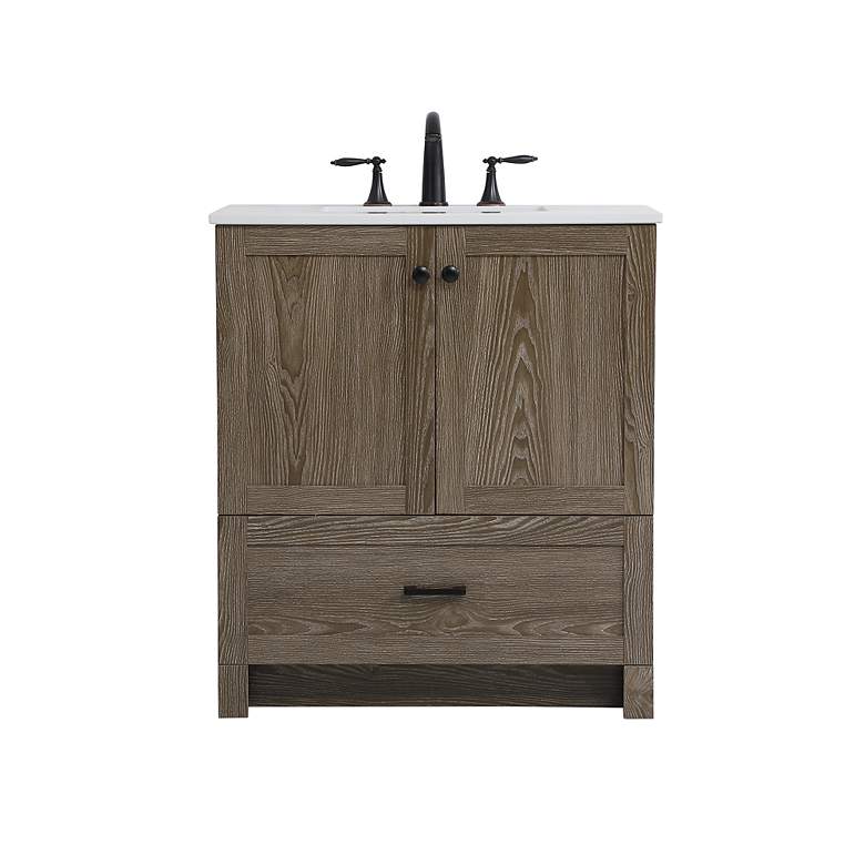 Image 3 30 Inch Single Bathroom Vanity In Weathered Oak more views