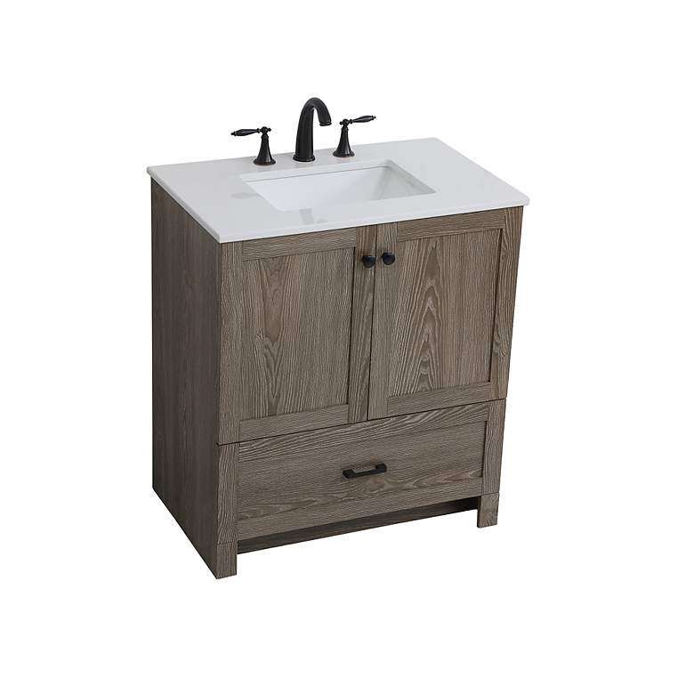 Image 5 30 Inch Single Bathroom Vanity In Weathered Oak more views