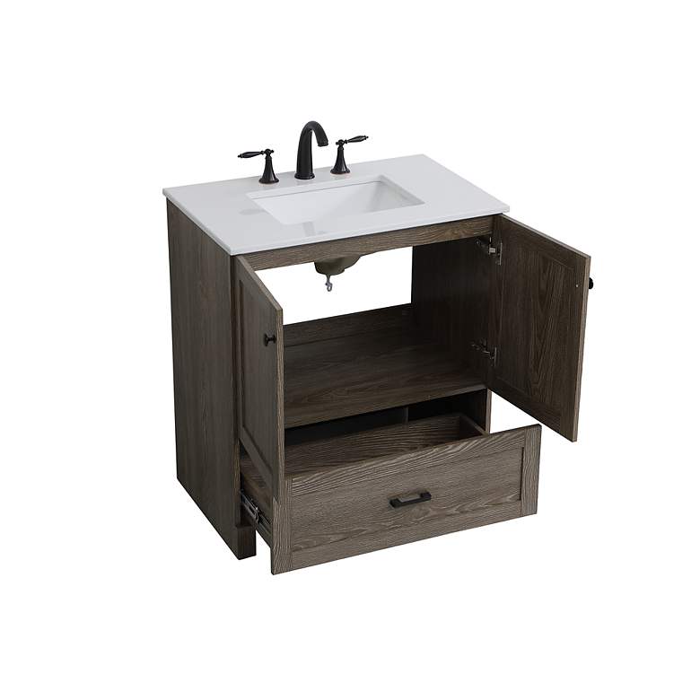 Image 6 30 Inch Single Bathroom Vanity In Weathered Oak more views
