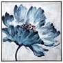 30" x 30" Blue &#38; White Embellished &#38; Hand-Painted Floral 