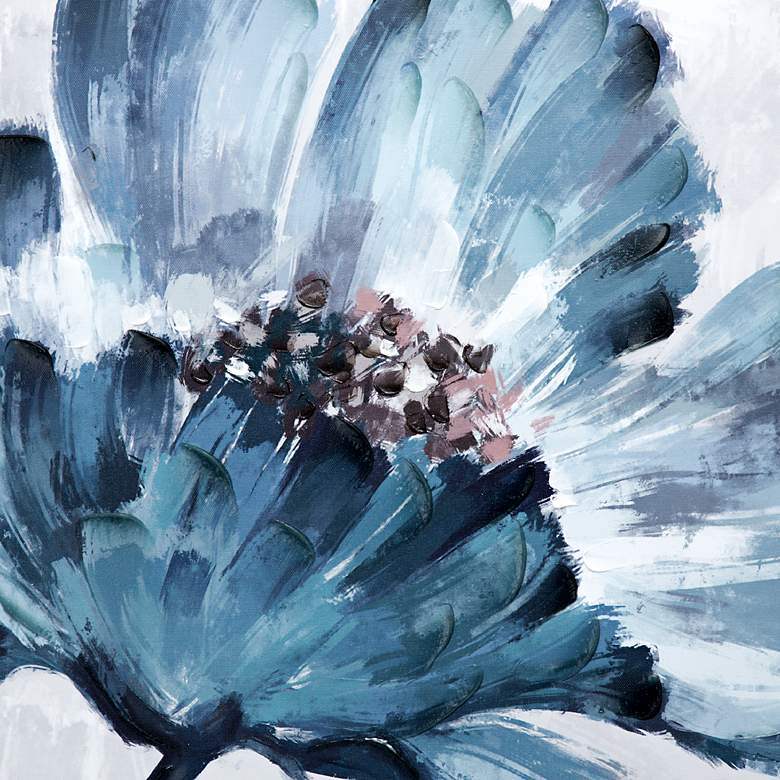 Image 3 30" x 30" Blue & White Embellished & Hand-Painted Floral more views