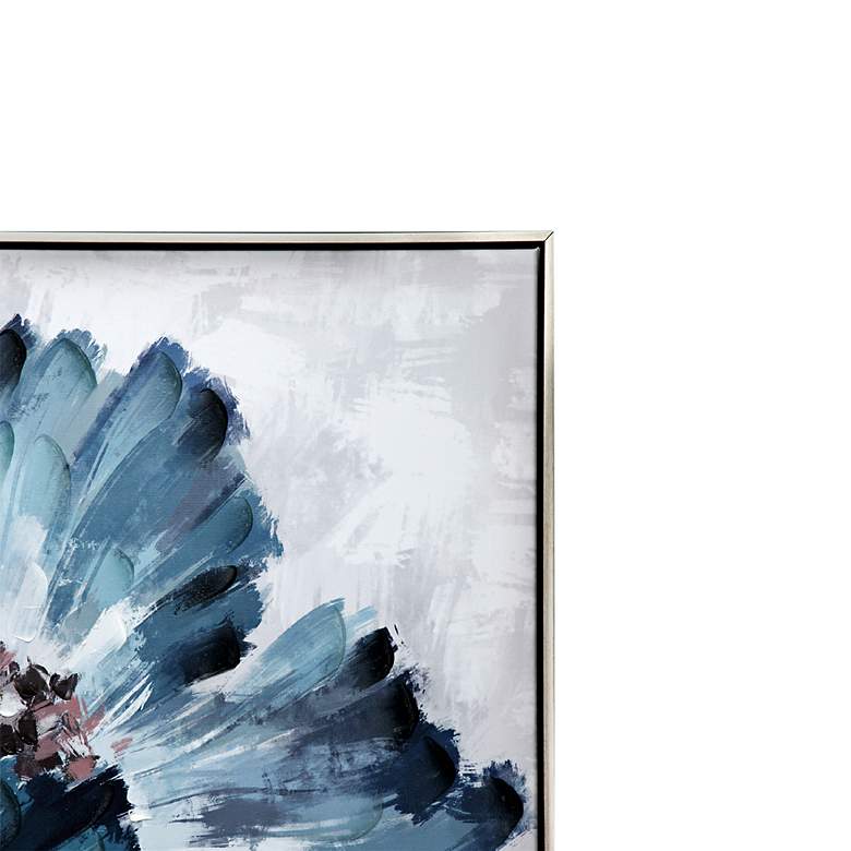Image 4 30" x 30" Blue & White Embellished & Hand-Painted Floral more views
