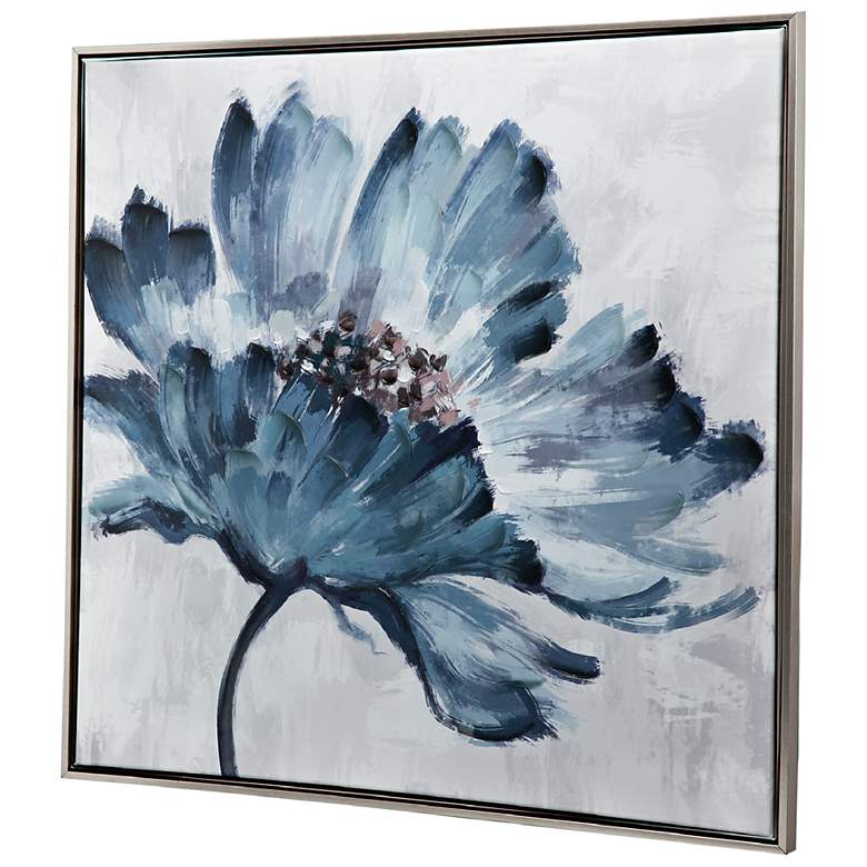 Image 5 30" x 30" Blue & White Embellished & Hand-Painted Floral more views