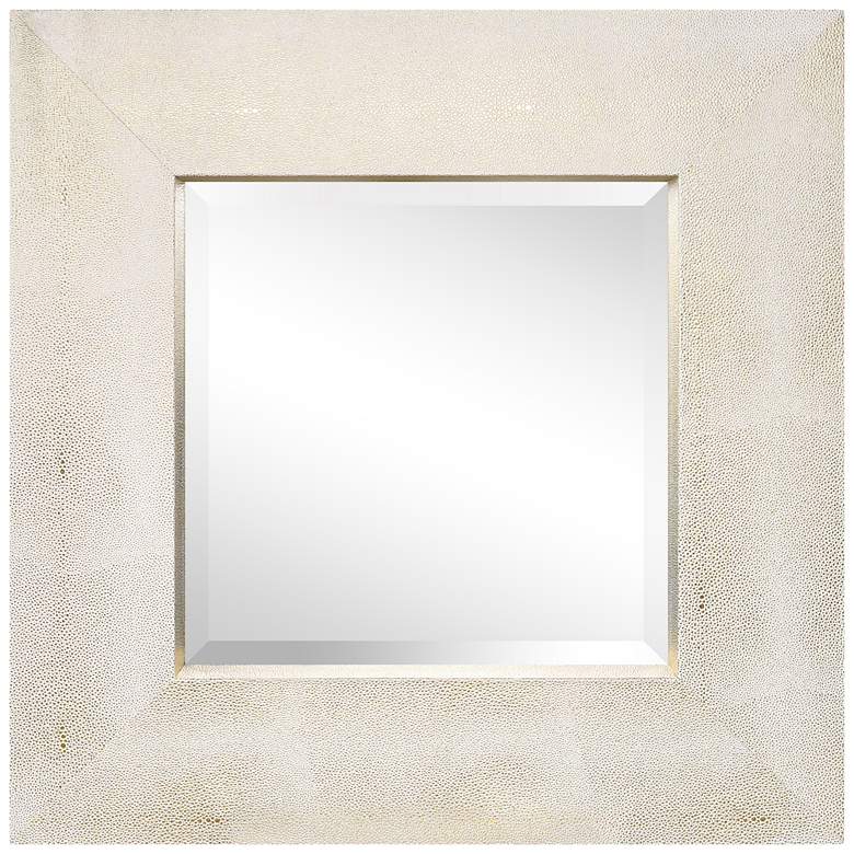 Image 1 30" x 30" Metallic Shagreen Leather Framed Beveled Mirror Gold On