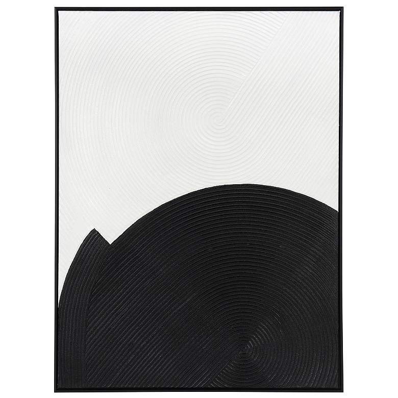 Image 1 30" x 39" Abstract Black & Ivory Hand Painted Canvas Wall Art