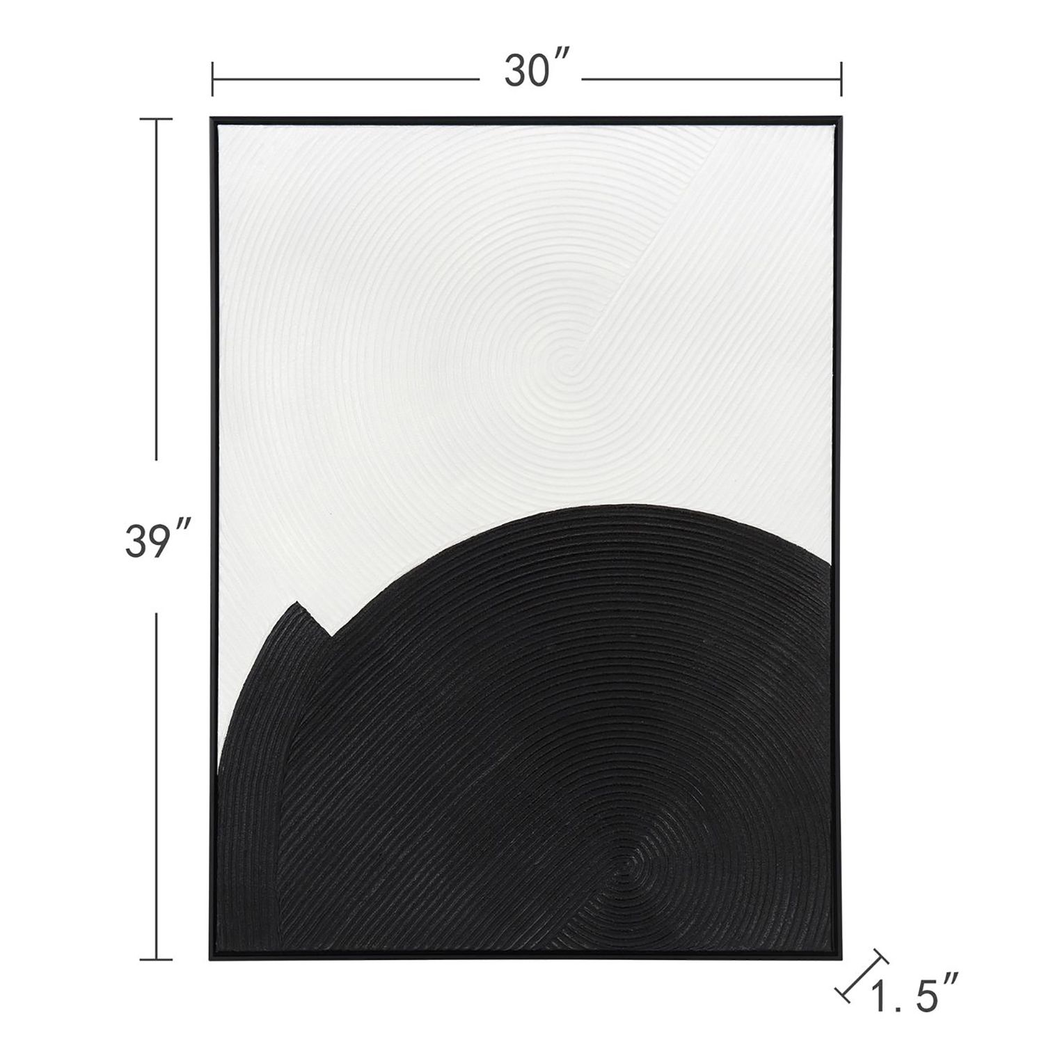 Image 7 30" x 39" Abstract Black & Ivory Hand Painted Canvas Wall Art more views