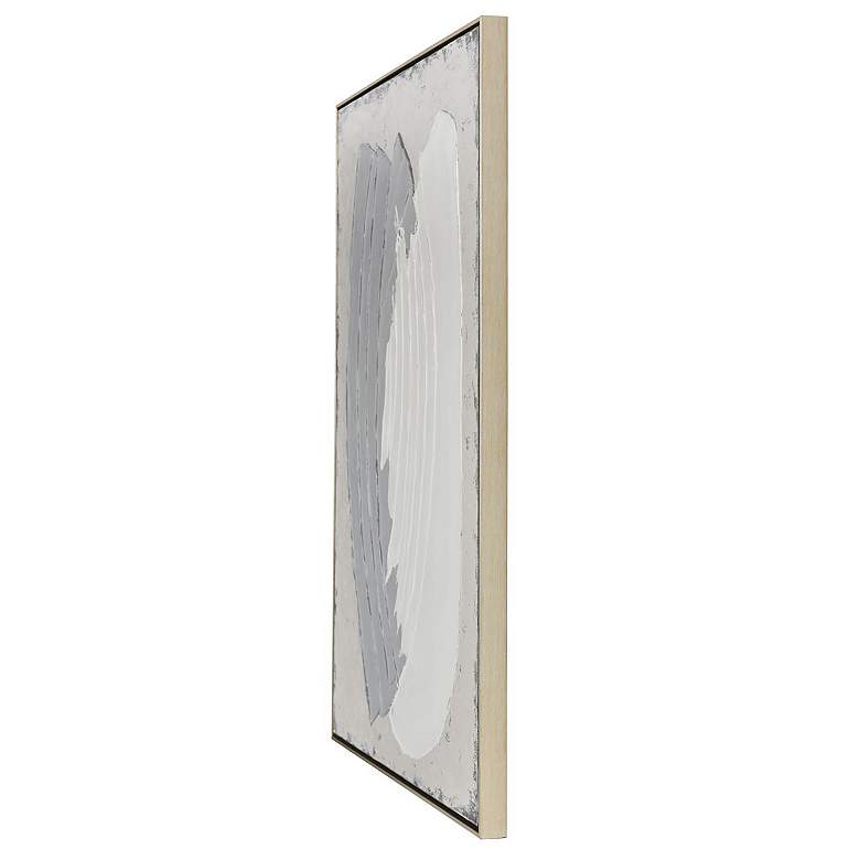 Image 3 30" x 39" Abstract Black Frame Ivory & Grey Hand Painted Canv more views
